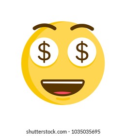 Cute emoticon hypnotized with money. Vector smiley emoji for all money and wealth concepts