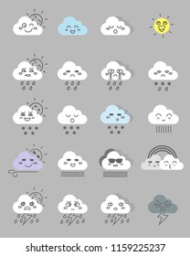 Cute emoticon icon of cloud icon