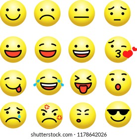 Juego de iconos de emoticonos de corte