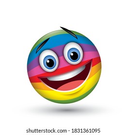 Cute emoticon isolated on white background with rainbow colors motive  vector illustration