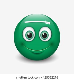 Cute emoticon isolated on white background with Saudi Arabia flag motive - smiley -  vector illustration
