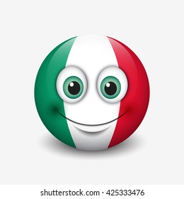 Cute emoticon isolated on white background with Italy and Mexico flag motive - smiley -  vector illustration