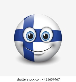 Cute emoticon isolated on white background with Finland flag motive - smiley - vector illustration