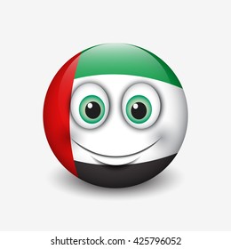 Cute emoticon isolated on white background with United Arab Emirates flag motive - smiley - vector illustration