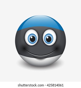 Cute emoticon isolated on white background with Estonia flag motive - smiley - vector illustration