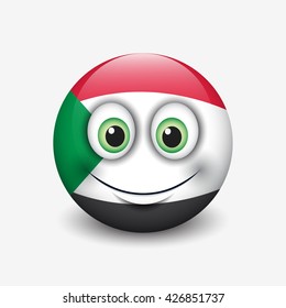 Cute emoticon isolated on white background with Sudan flag motive - smiley - vector illustration