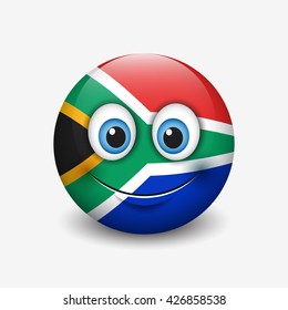 Cute emoticon isolated on white background with South Africa flag motive - smiley - vector illustration