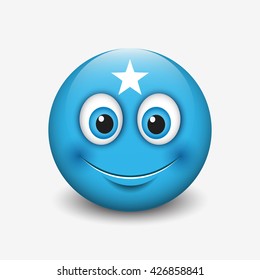 Cute emoticon isolated on white background with Somalia flag motive - smiley - vector illustration