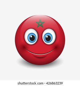 Cute emoticon isolated on white background with Morocco flag motive - smiley - vector illustration