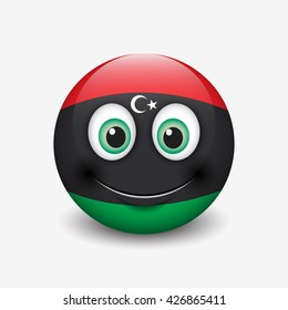Cute emoticon isolated on white background with Libya flag motive - smiley - vector illustration