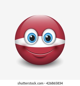Cute emoticon isolated on white background with Latvia flag motive - smiley - vector illustration
