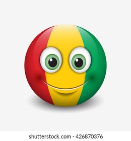 Cute emoticon isolated on white background with Guinea flag motive - smiley - vector illustration