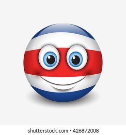 Cute emoticon isolated on white background with Costarica flag motive - smiley - vector illustration