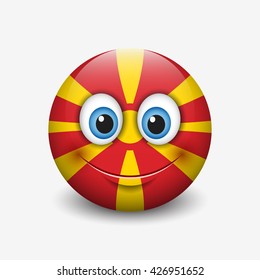 Cute emoticon isolated on white background with Republic of Macedonia flag motive - smiley - vector illustration