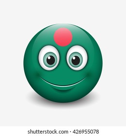 Cute emoticon isolated on white background with Bangladesh flag motive - smiley - vector illustration
