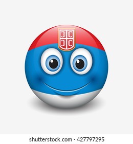 Cute emoticon isolated on white background with Serbia flag motive - smiley - vector illustration