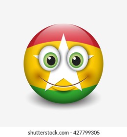 Cute emoticon isolated on white background with Myanmar flag motive - smiley - vector illustration