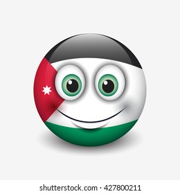 Cute emoticon isolated on white background with Jordan flag motive - smiley - vector illustration