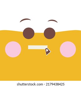 Cute emoticon with kawaii expression on a white background illustration hand drawn