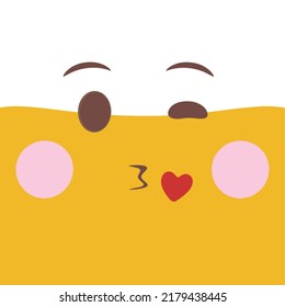 Cute emoticon with kawaii expression on a white background illustration hand drawn