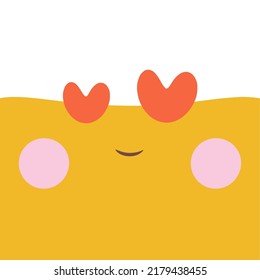 Cute emoticon with kawaii expression on a white background illustration hand drawn