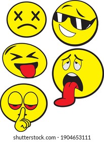 cute emoticon in many expression in vector