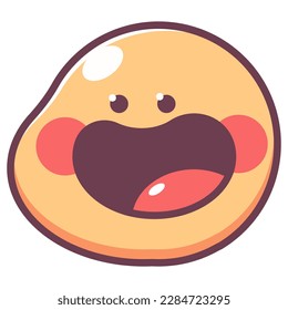 Cute emoticon with smile vector cartoon sign isolated on a white background.