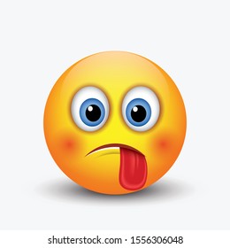 Cute emoticon, sticking out his tongue - emoji - vector illustration