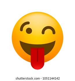 Cute Emoticon with Stuck Out tongue on White Background . Isolated Vector Illustration 