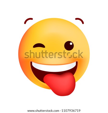 Cute Emoticon with Stuck Out tongue on White Background. Isolated Vector Illustration 