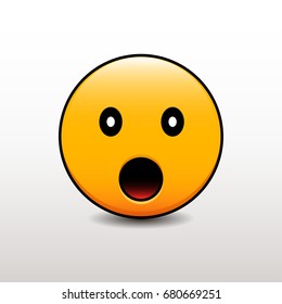 Cute emoticon surprised with his mouth open. Vector emoji smiley