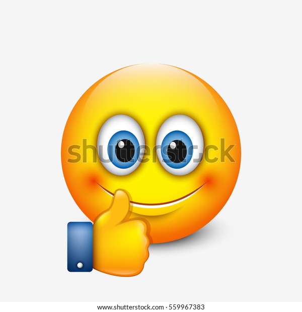 Cute Emoticon Thumb Emoji Vector Illustration Stock Vector (Royalty ...