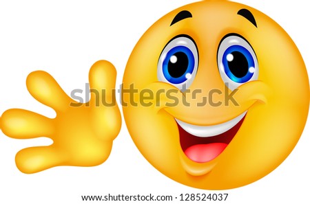 Cute emoticon waving hand
