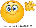 Cute emoticon waving hello