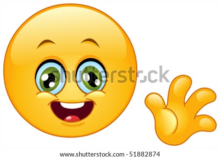 Cute emoticon waving hello