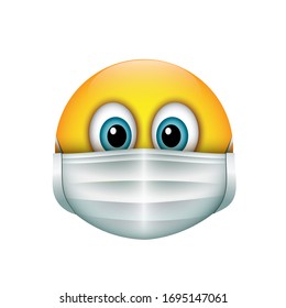 Cute emoticon wearing surgical mask - emoji - vector illustration
