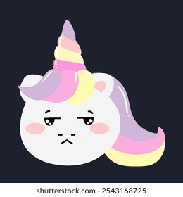 cute emoticon. wink kawaii exspression face unicorn. emoticon sticker