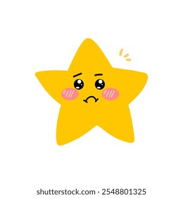 cute emoticon. wink kawaii exspression face star. emoticon sticker