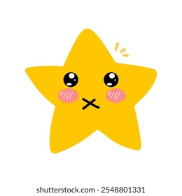 cute emoticon. wink kawaii exspression face star. emoticon sticker