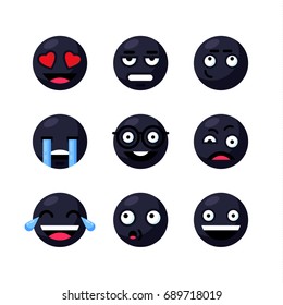 Cute emoticons. Emoji smile icons. Isolated vector illustration on white background. Emoji flat design, vector illustration