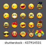 Cute emoticons set, emoji - smiley - vector illustration