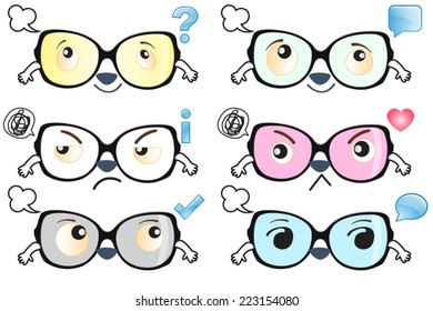 cute emoticons wearing comic glasses