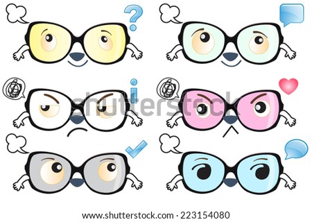 cute emoticons wearing comic glasses