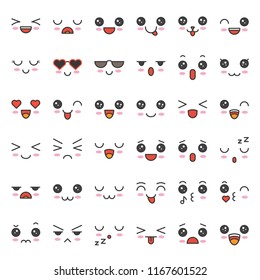 cute emotion face in various expession, editable stroke icon set 1/5