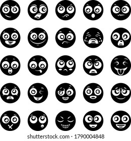 Cute Emotion Faces In Modern Solid Style 