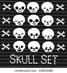 cute emotion skull set for Halloween design