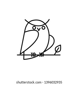 Cute Emotional Mascot Outline. Secret Owl