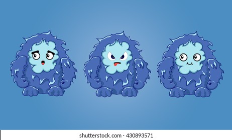 Cute emotional yeti set