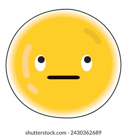 Cute emotionless emoji icon Vector illustration