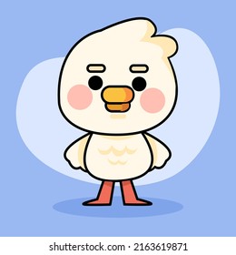 Cute Emotionless Simple Duckling Mascot Illustration Asset